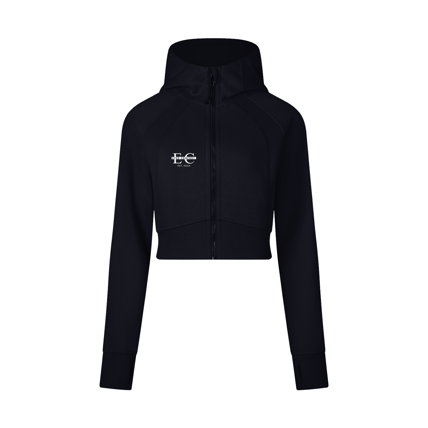 Ever Comfort Cropped Zip-Through Hoodie - Dark Colours